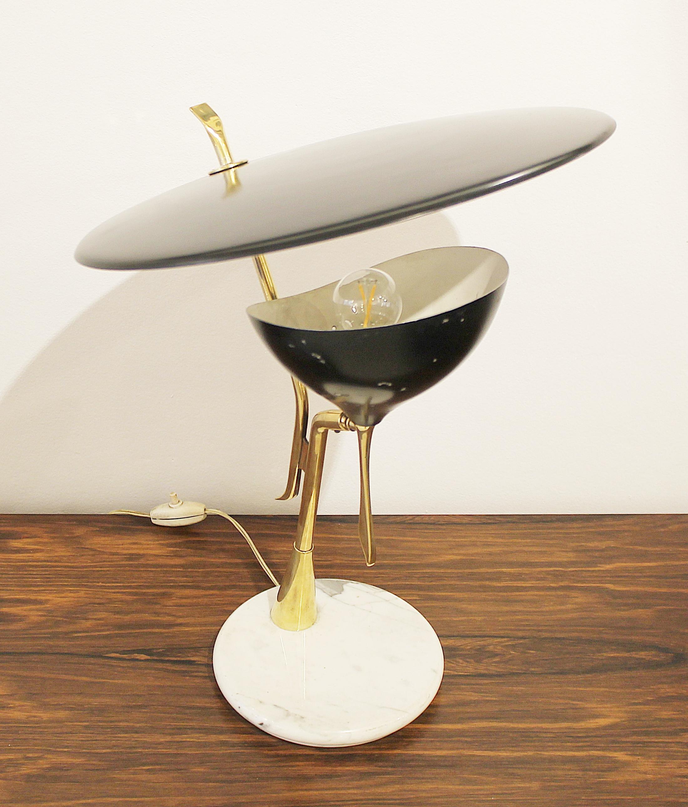 Lumen Milano Table Lamp in Brass and Marble, Italy, 1950s In Good Condition In Brussels, BE
