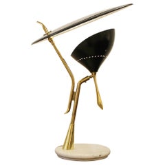 Lumen Milano Table Lamp in Brass and Marble, Italy, 1950s