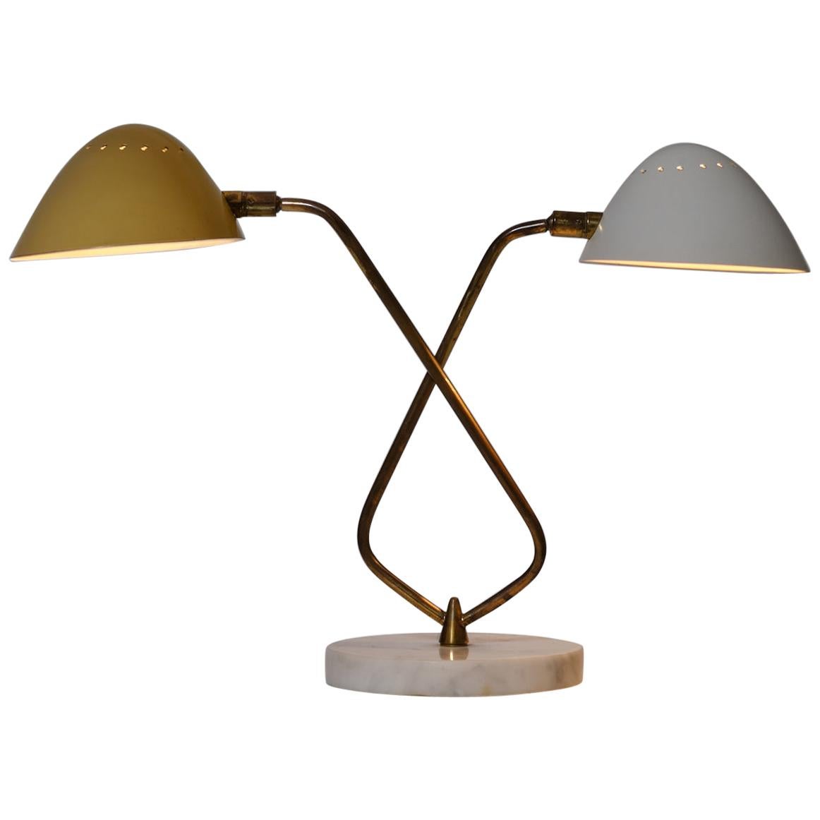Lumen Milano Two Shade Table Lamp, Italy, 1950 at 1stDibs