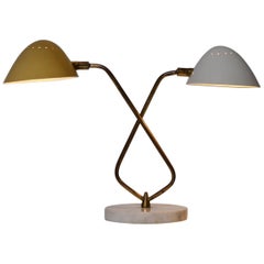 Lumen Milano Two Shade Table Lamp, Italy, 1950