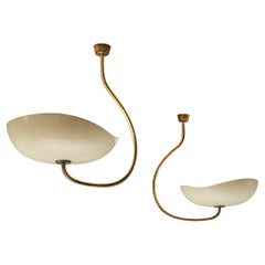 Lumen Organic Chandeliers in Brass with Cream Enameled Aluminum Shades 50s