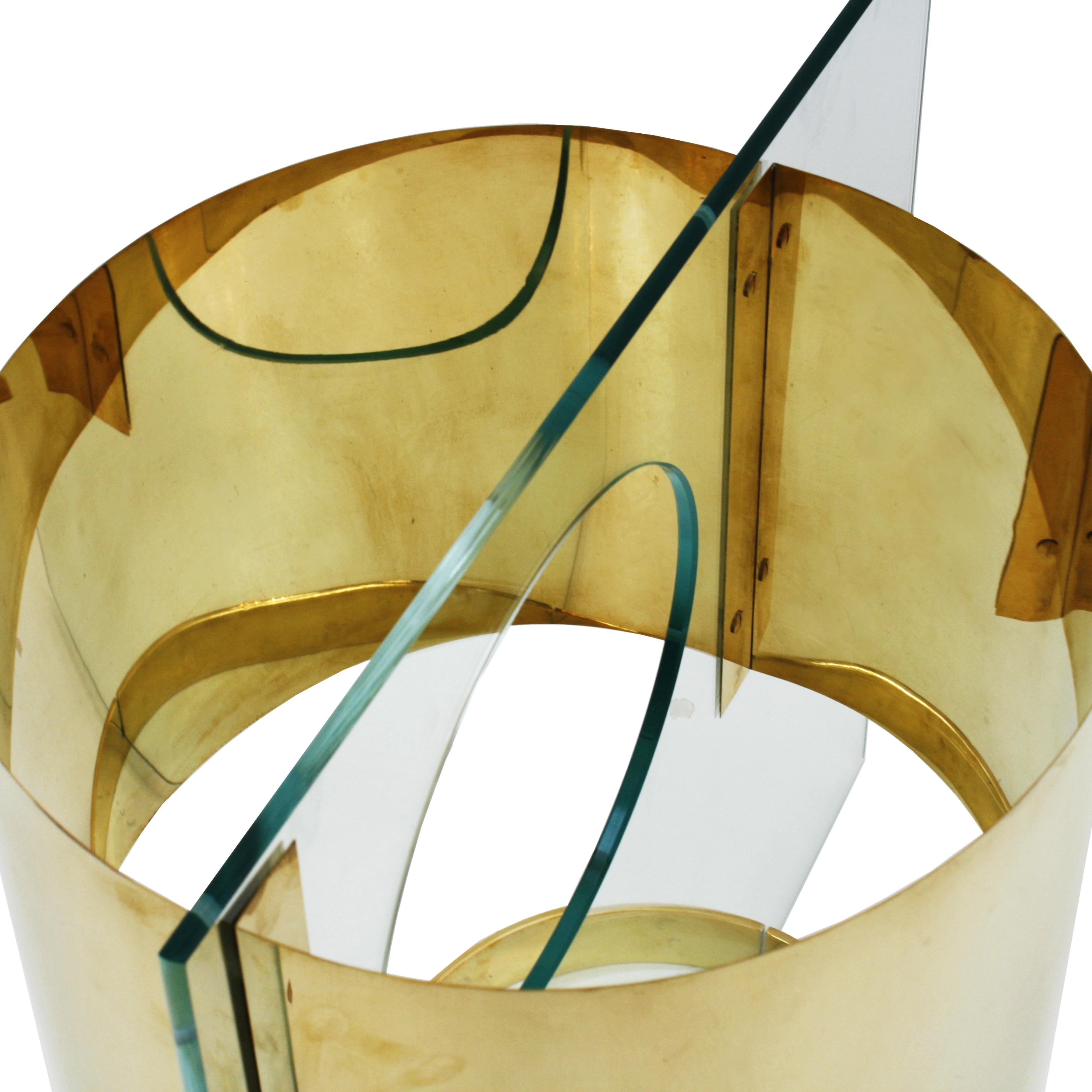 Lumenform Mid-Century Modern Glass and Brass Italian Table Lamp 2