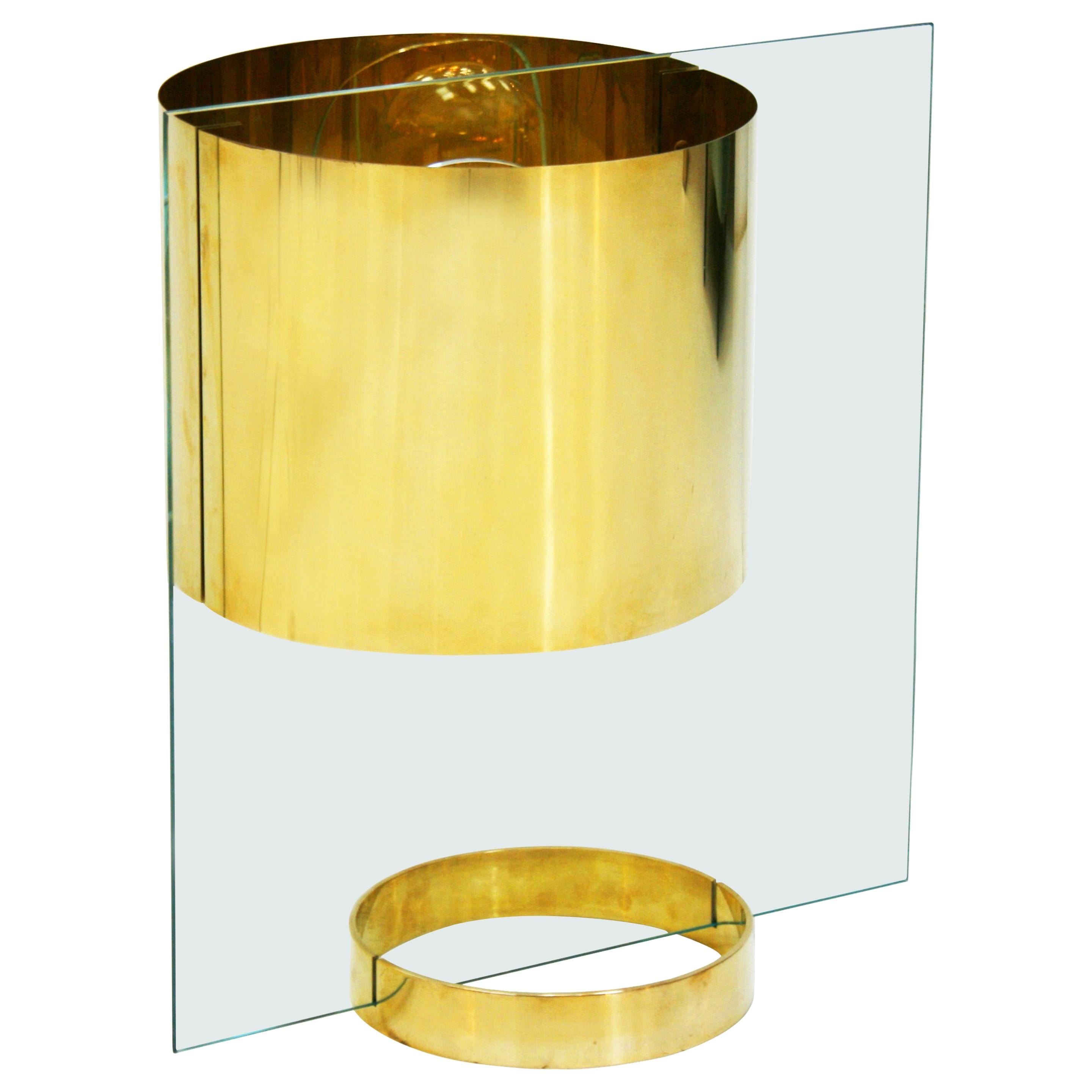 Lumenform Mid-Century Modern Glass and Brass Italian Table Lamp