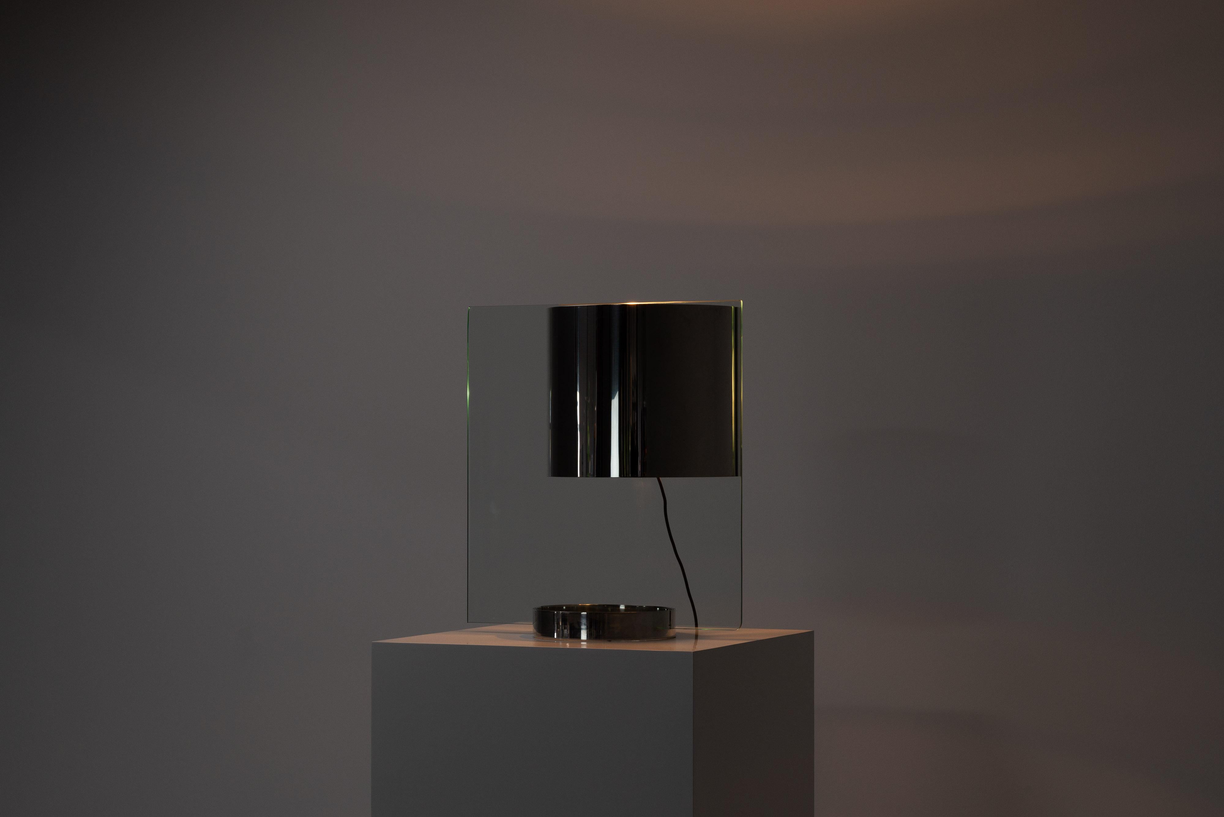 Plated Lumenform table lamp by Ennio Chiggio Italy 1970 For Sale