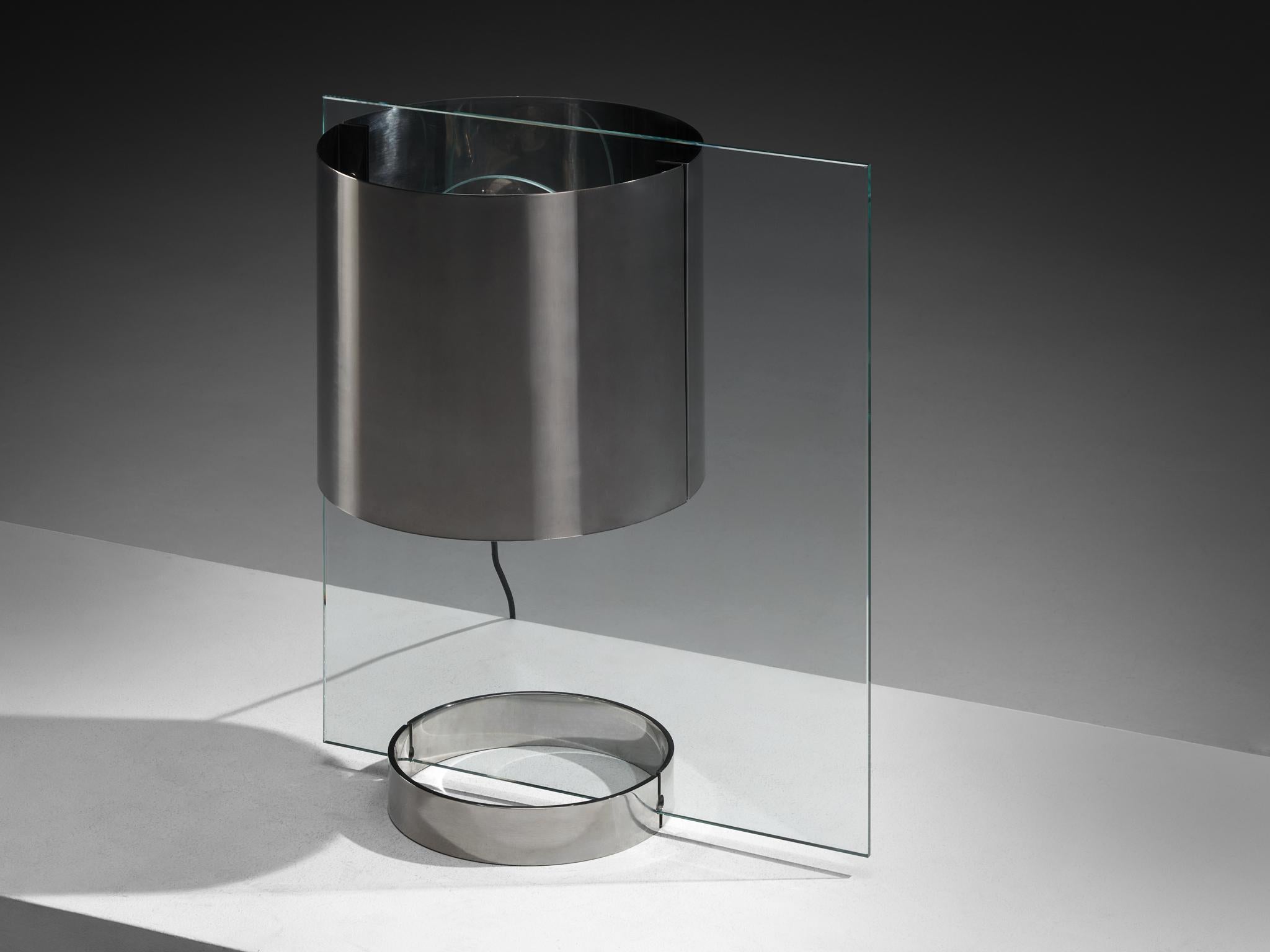 Lumenform Table Lamp in Glass and Chrome 1970s For Sale 3