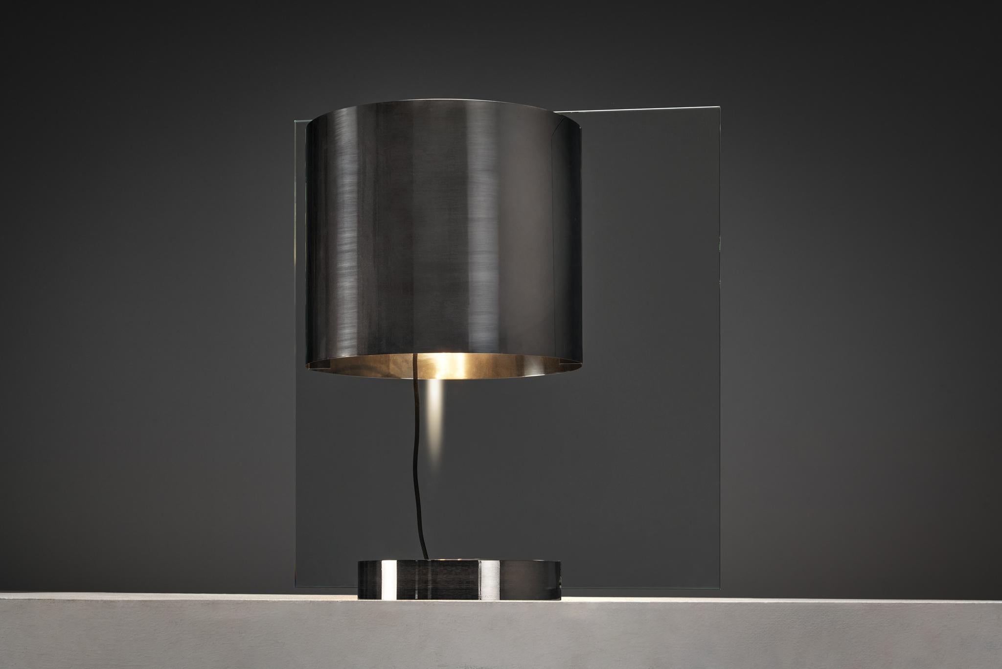 Italian Lumenform Table Lamp in Glass and Chrome 1970s For Sale