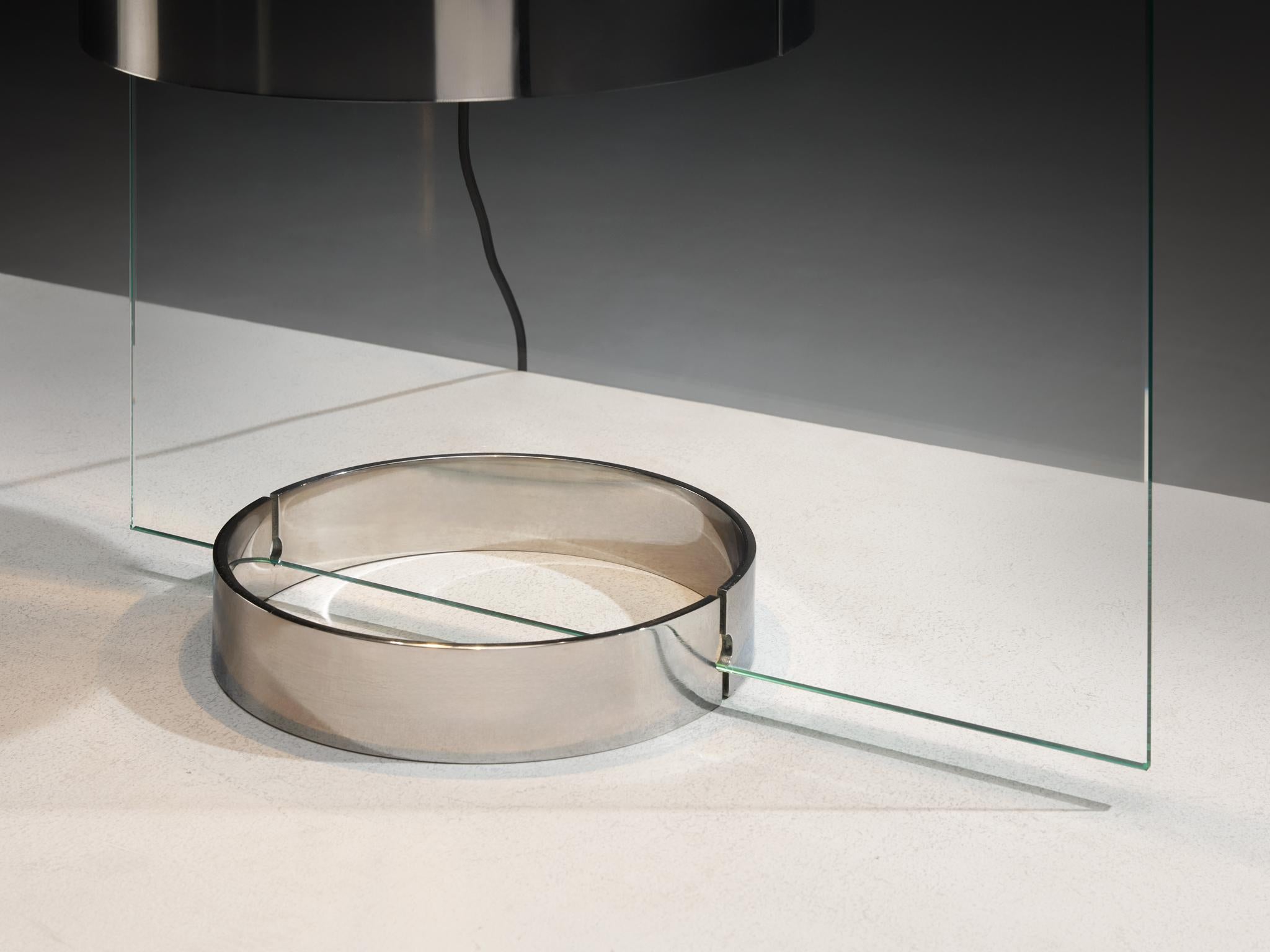 Lumenform Table Lamp in Glass and Chrome 1970s In Good Condition For Sale In Waalwijk, NL