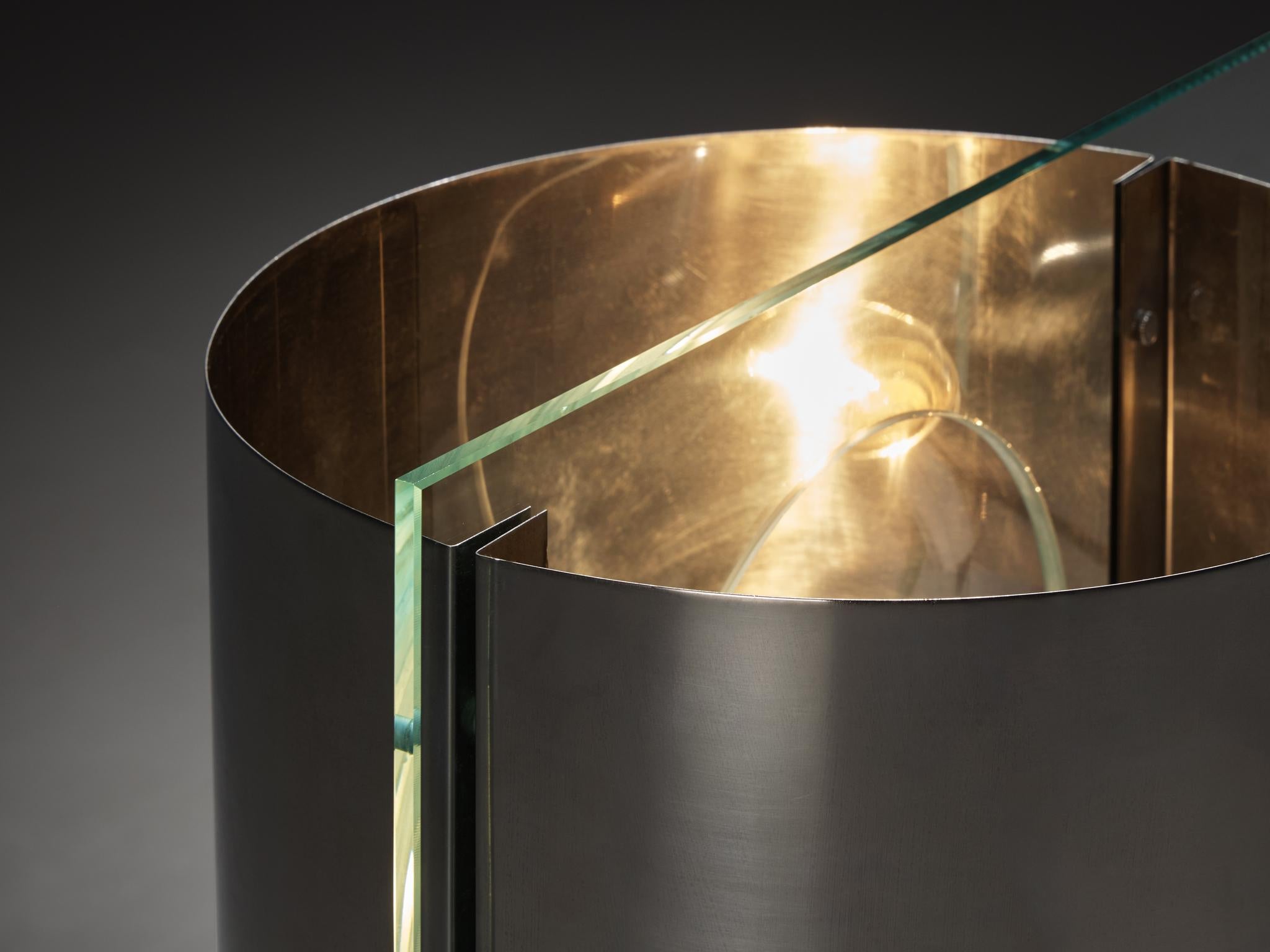 Late 20th Century Lumenform Table Lamp in Glass and Chrome 1970s For Sale