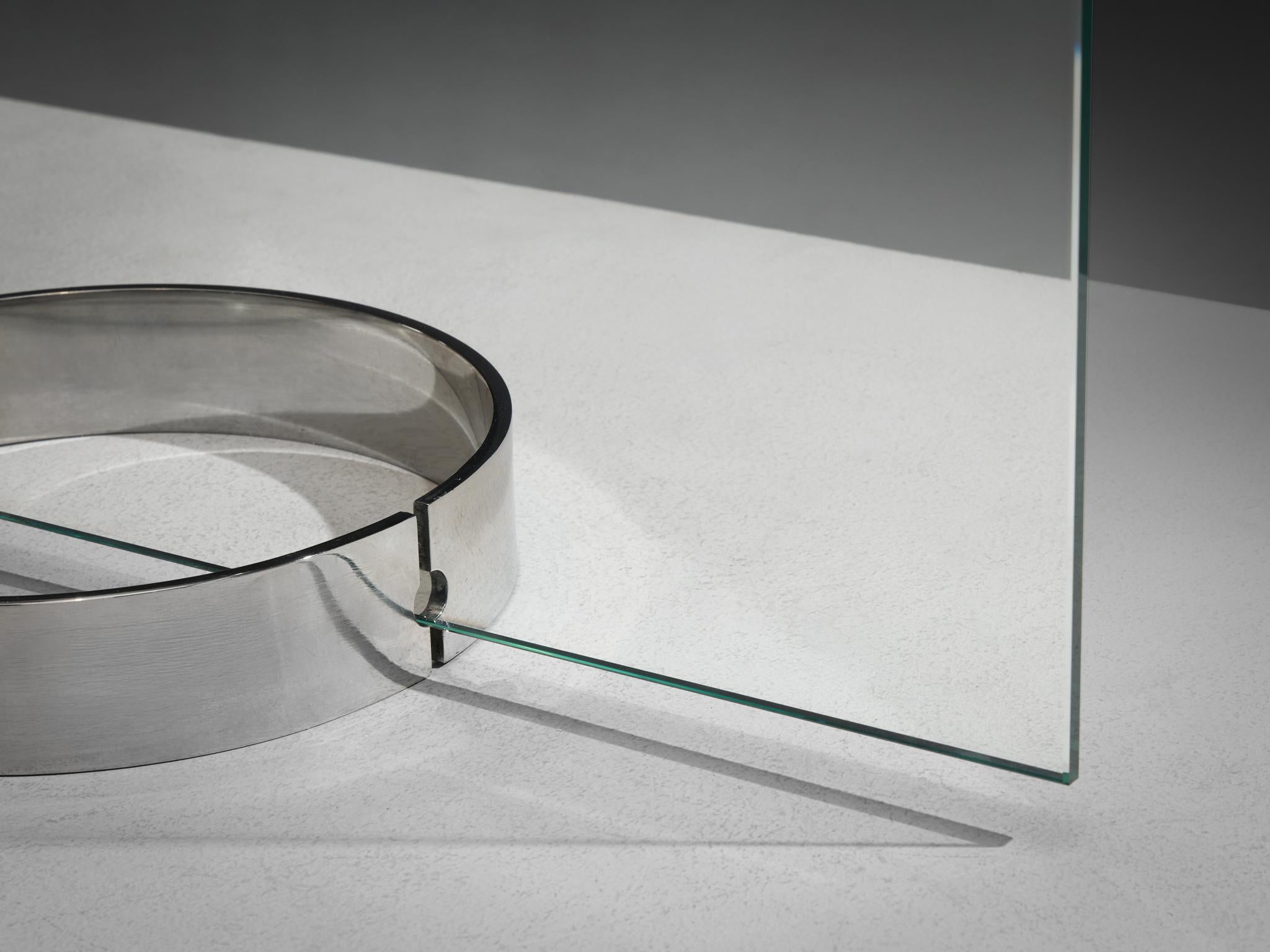 Steel Lumenform Table Lamp in Glass and Chrome 1970s For Sale