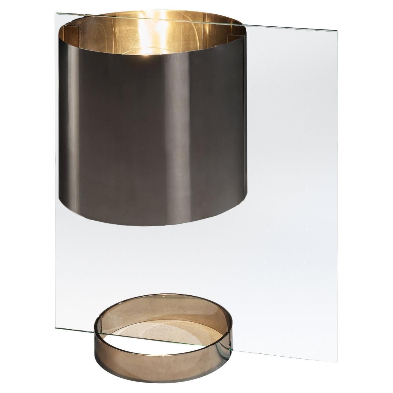 Lámpara de sobremesa Lumenform de cristal y cromo Años 70