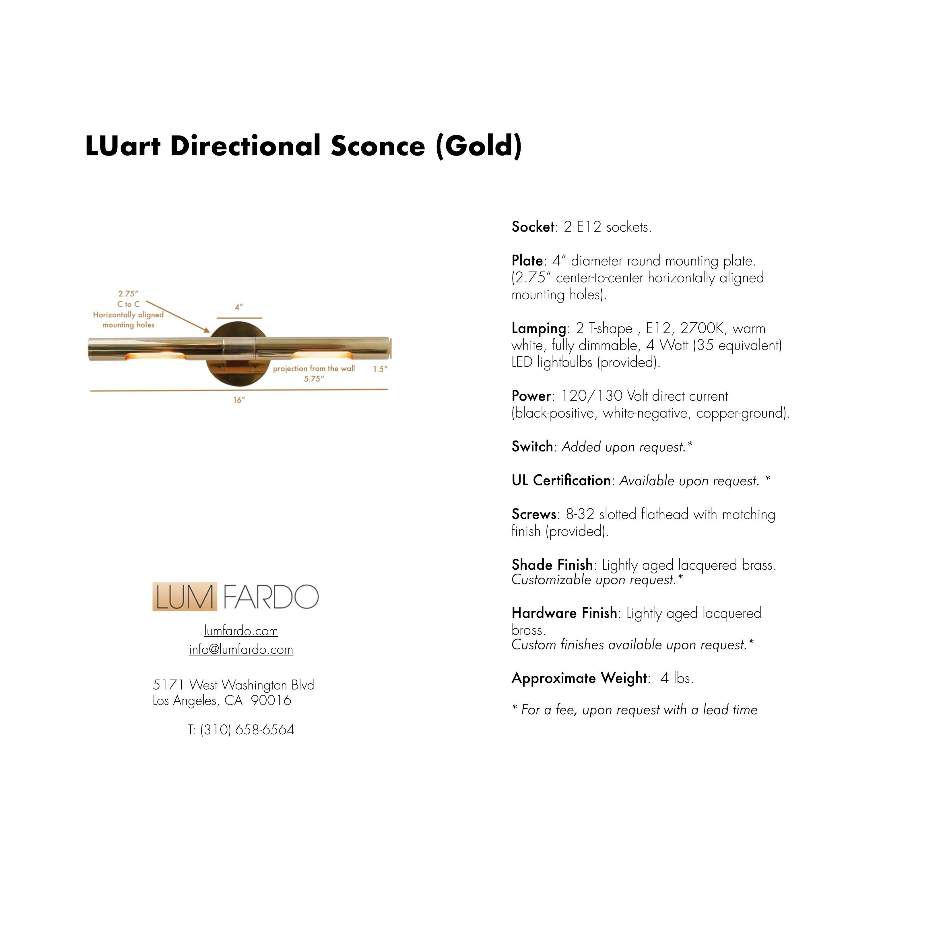 LUart Directional Sconce G by Lumfardo Luminaires For Sale 1