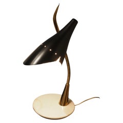 Lumi Brass Table Lamp, Marble Base, Vintage Italian Design, 1950s