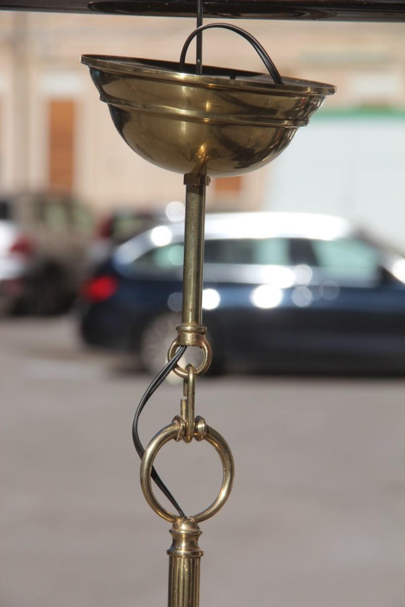 Lumi Mid-Century Modern Italian Lantern Ceiling Brass Glass Satin, 1950s For Sale 1