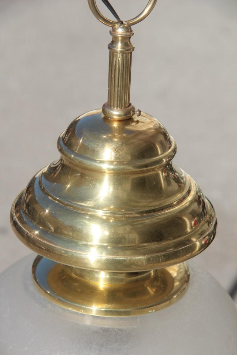 Lumi Mid-Century Modern Italian Lantern Ceiling Brass Glass Satin, 1950s For Sale 3