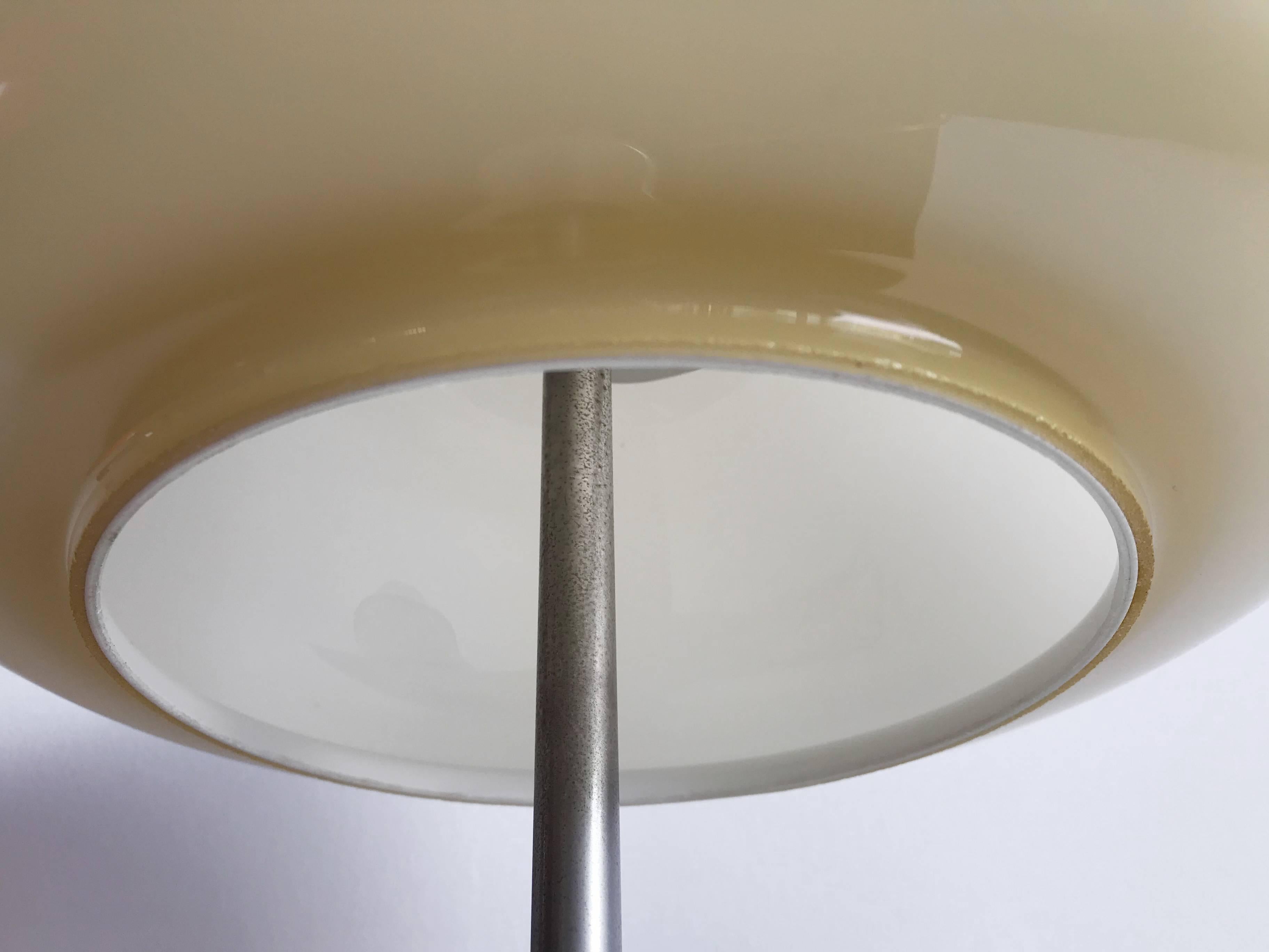 Brass Lumi Mid-Century Modern White Glass Italian Table Lamp, 1950s