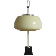 Lumi Mid-Century Modern White Glass Italian Table Lamp, 1950s