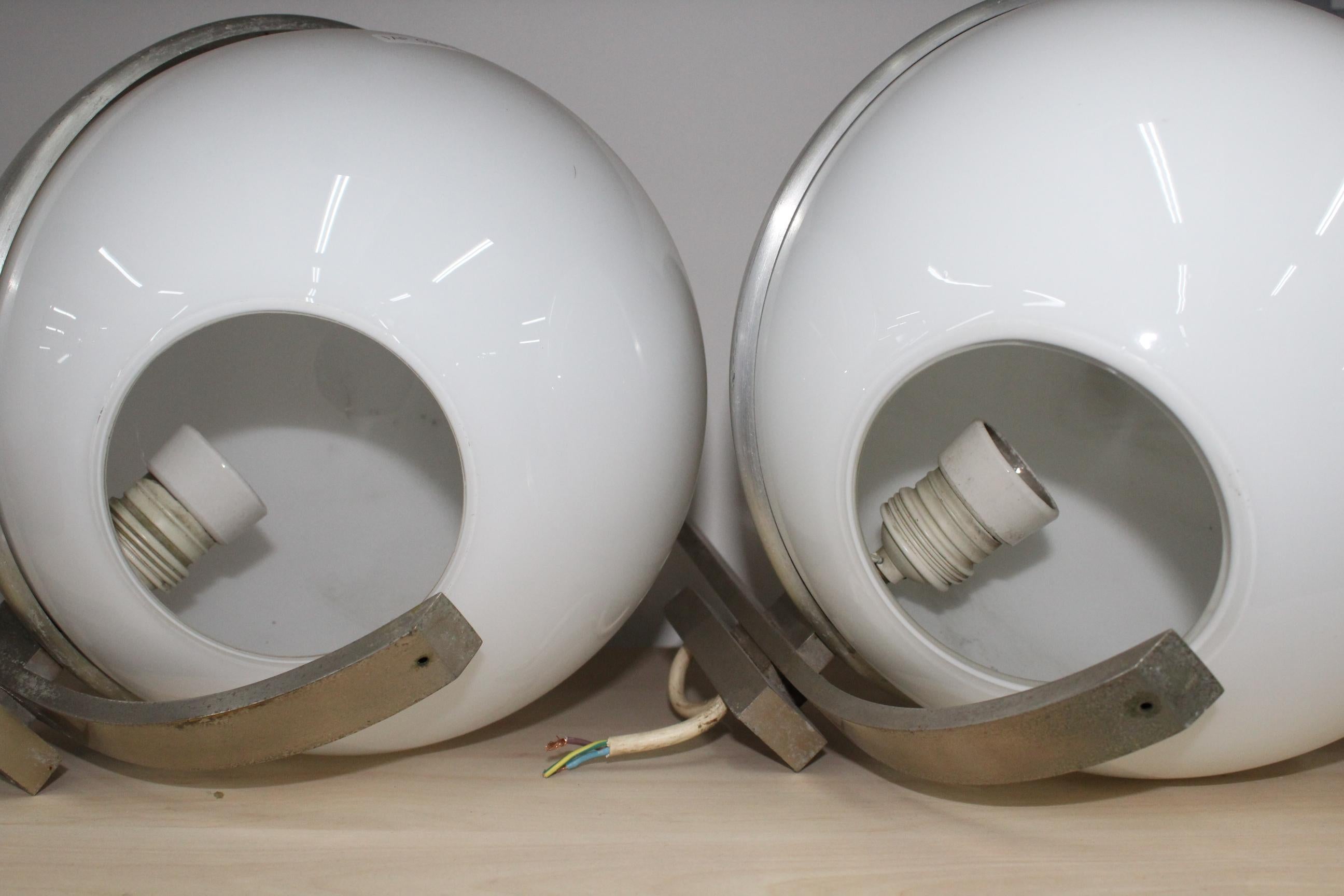20th Century Design Lumi Milano  Aluminium Glass Wall Lamps, Set of 2 12