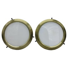Lumi Milano Brass and Flass Wall Lamps, Italy 1950s