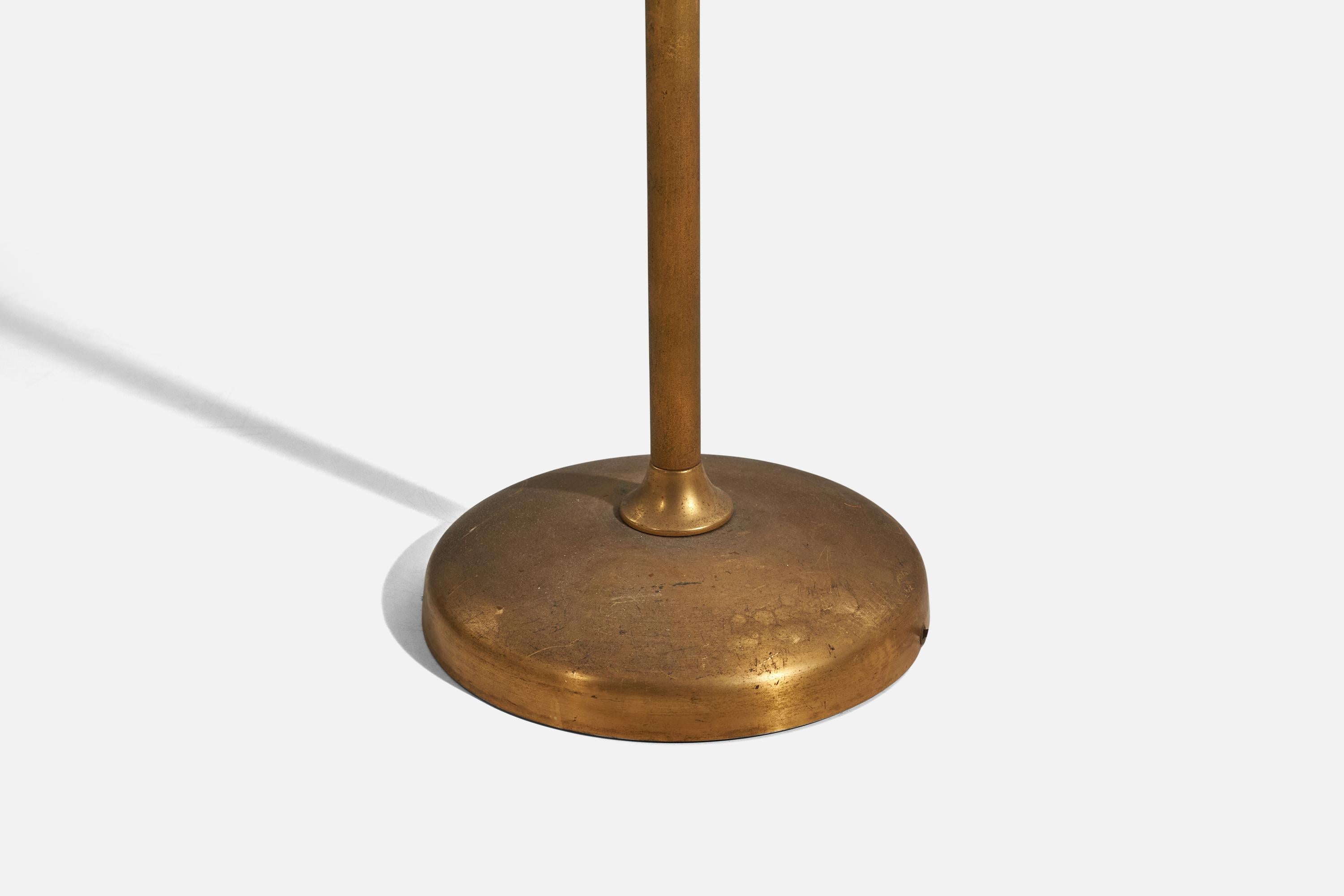 Lumi Milano, Stehlampe, Messing, Holz, Rattan, Mailand, 1940er Jahre (Mitte des 20. Jahrhunderts) im Angebot