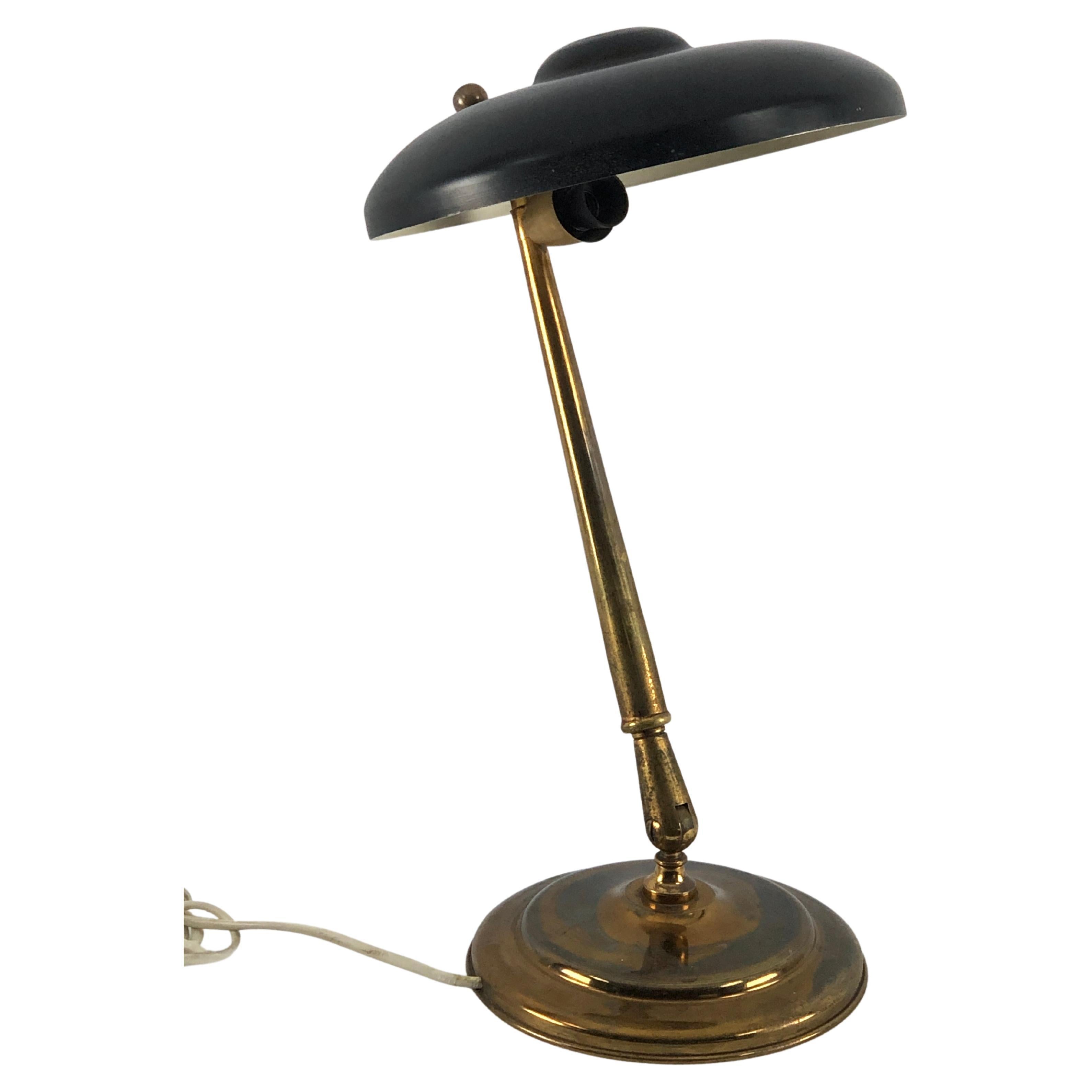 Lumi Milano, Mid-Century Brass and Lacquer Two Joints Table Lamp For Sale