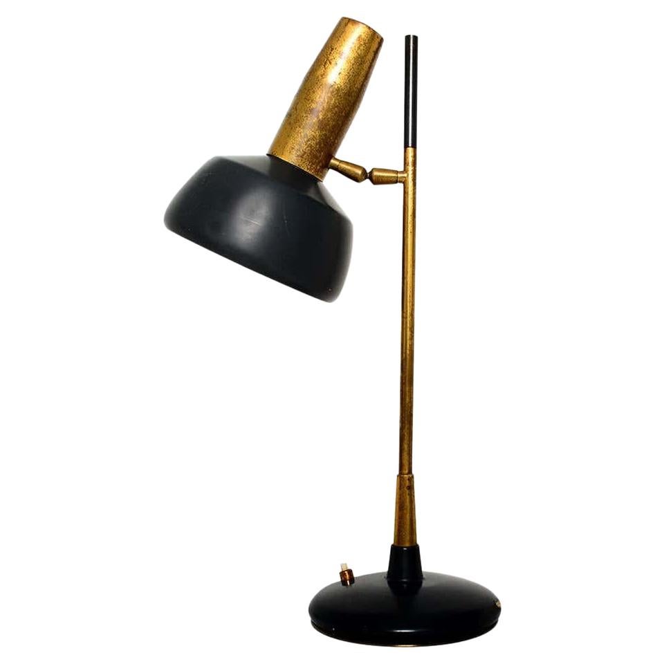 Lumi Milano Patinated Brass Desk Lamp by Oscar Torlasco, 1940s, Italy