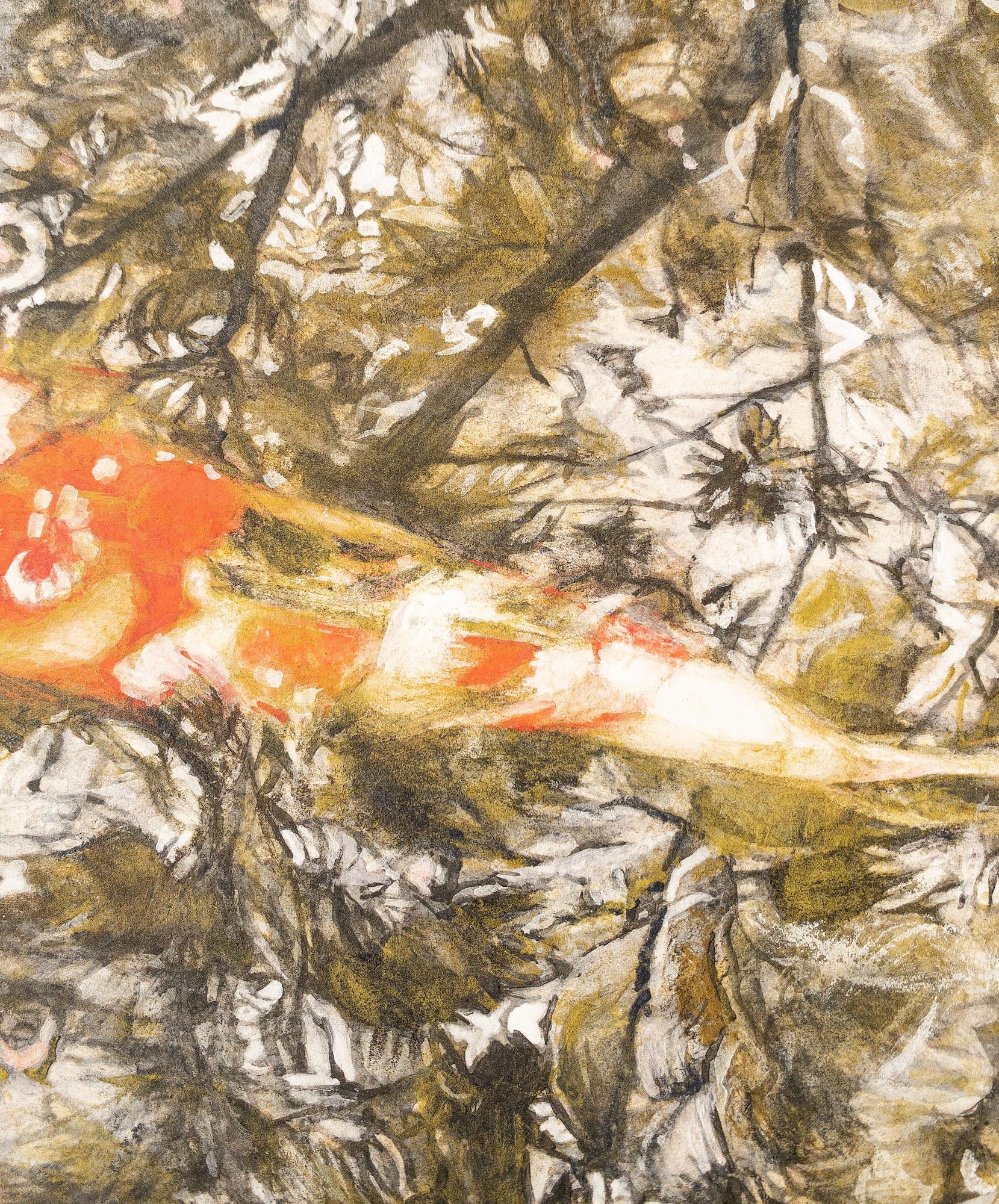 Arrêt du temps III, Les carpes by Lumi Mizutani - Ink and pigment painting, fish For Sale 11