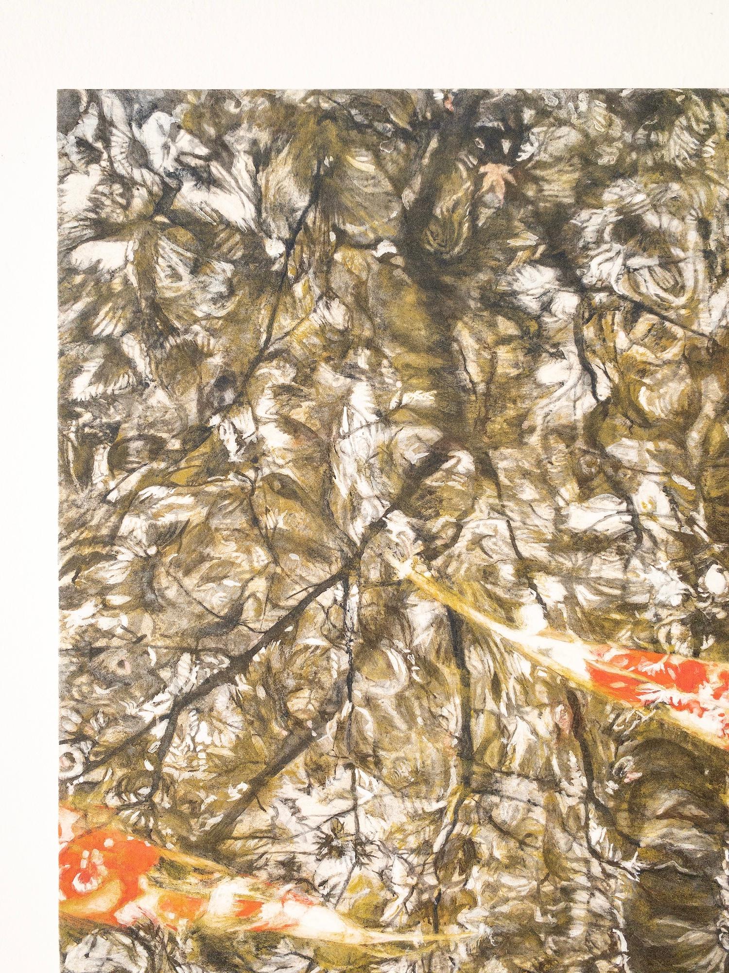 Arrêt du temps III, Les carpes von Lumi Mizutani - Tusche- und Pigmentmalerei, Fische im Angebot 13