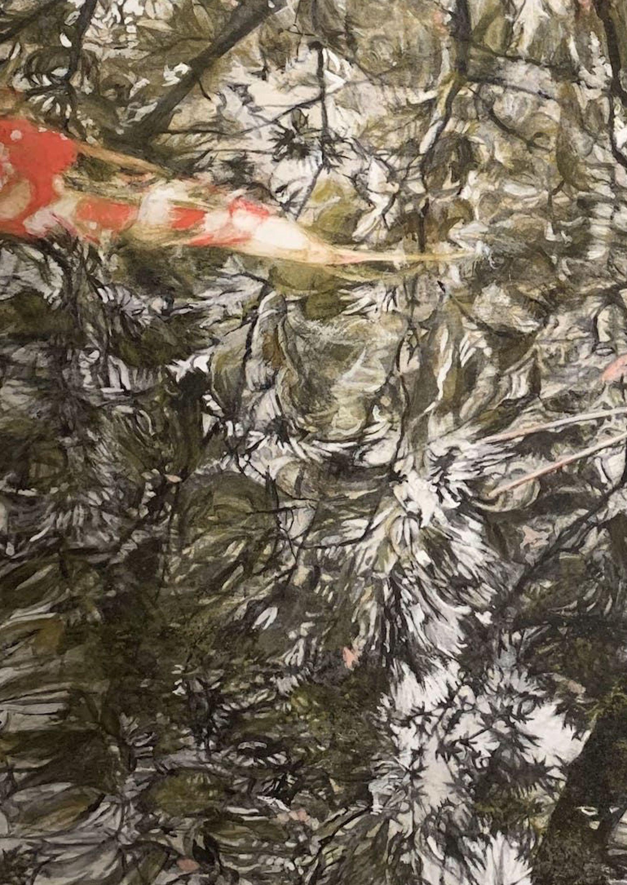 Arrêt du temps III, Les carpes von Lumi Mizutani - Tusche- und Pigmentmalerei, Fische im Angebot 7