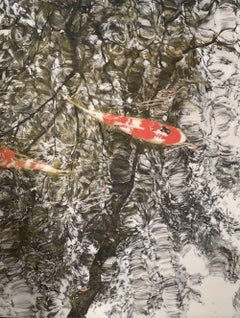 Arrêt du temps III, Les carpes di Lumi Mizutani - Pittura a inchiostro e pigmenti, pesce