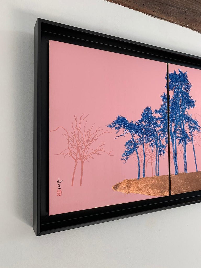 Lumi Mizutani Blue Pines Day Porters, Japanese landscape painting