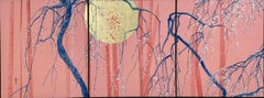 By the moonlight II by Lumi Mizutani - Japanese-style painting, triptych, pink