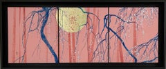 By the moonlight II von Lumi Mizutani – Gemälde im japanischen Stil, Triptychon, rosa
