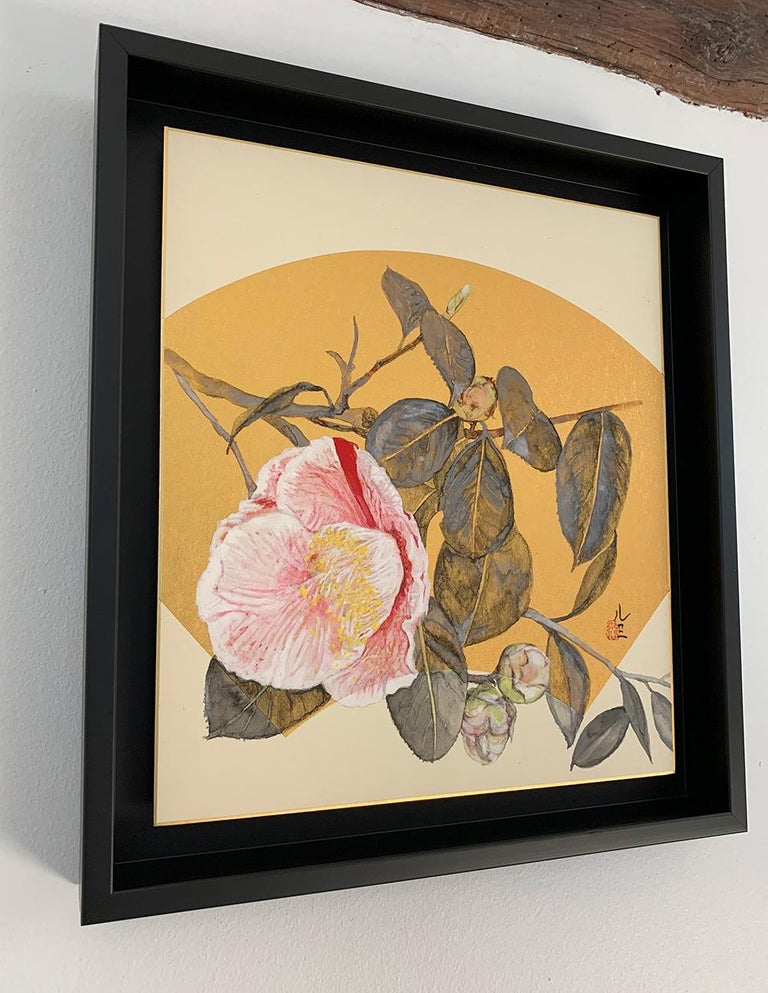 Camellia IV by Lumi Mizutani - Japanese Style painting, gold 1
