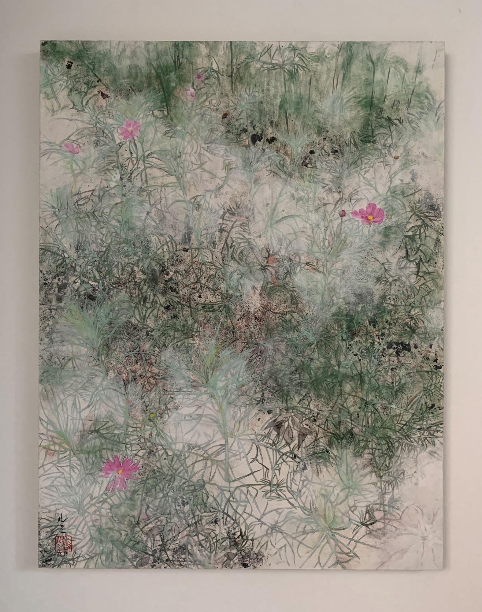 Kosmos II von Lumi Mizutani - Landschaftsmalerei im japanischen Stil, Blumen, Natur im Angebot 2