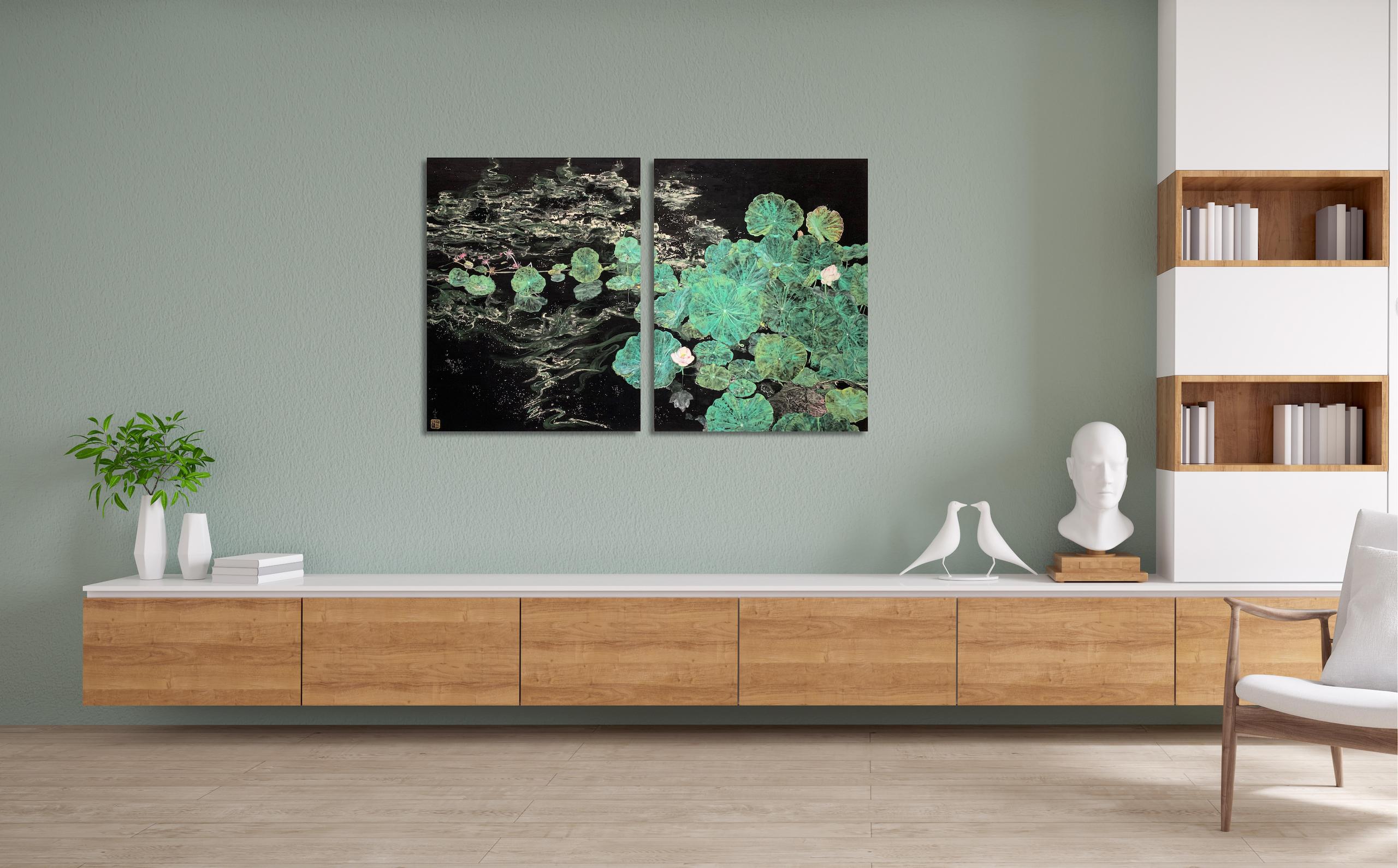 Ende des Sommers III von Lumi Mizutani - Japanische Landschaftsmalerei, Natur, Blume im Angebot 2