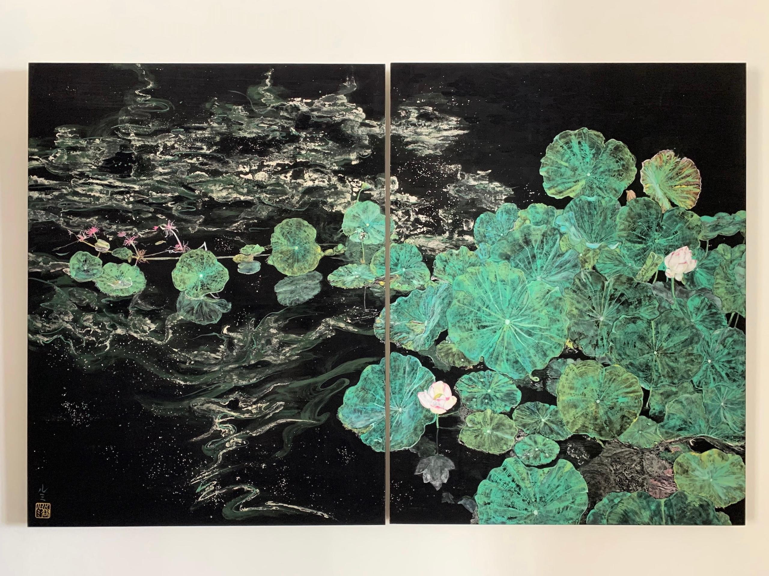 Ende des Sommers III von Lumi Mizutani - Japanische Landschaftsmalerei, Natur, Blume im Angebot 3