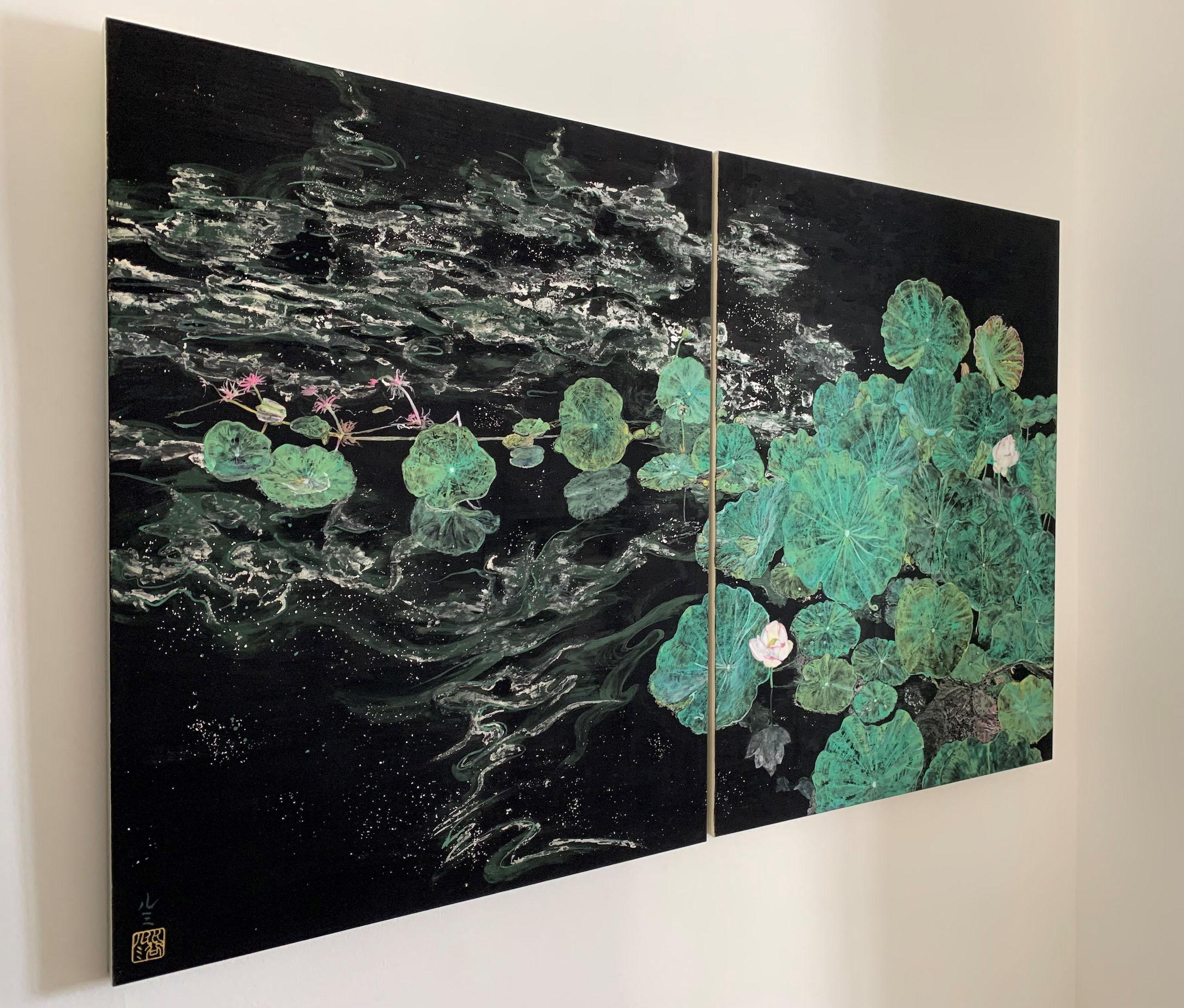 Ende des Sommers III von Lumi Mizutani - Japanische Landschaftsmalerei, Natur, Blume im Angebot 4