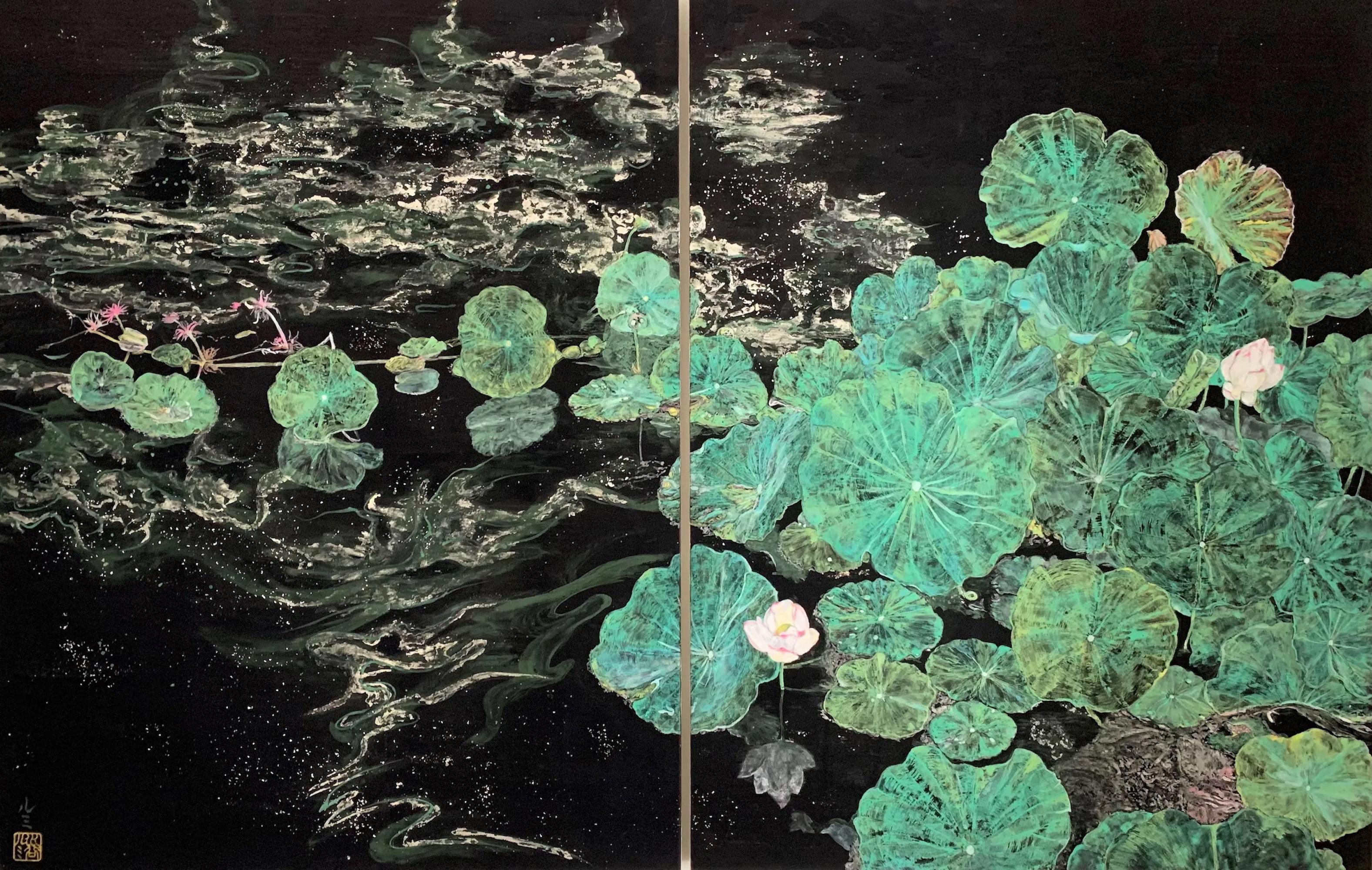 Fin del verano III by Lumi Mizutani - Pintura japonesa de paisaje, naturaleza, flor