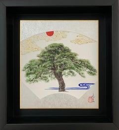 Good Weather by Lumi Mizutani - Japanese style painting, tree, gold leaf