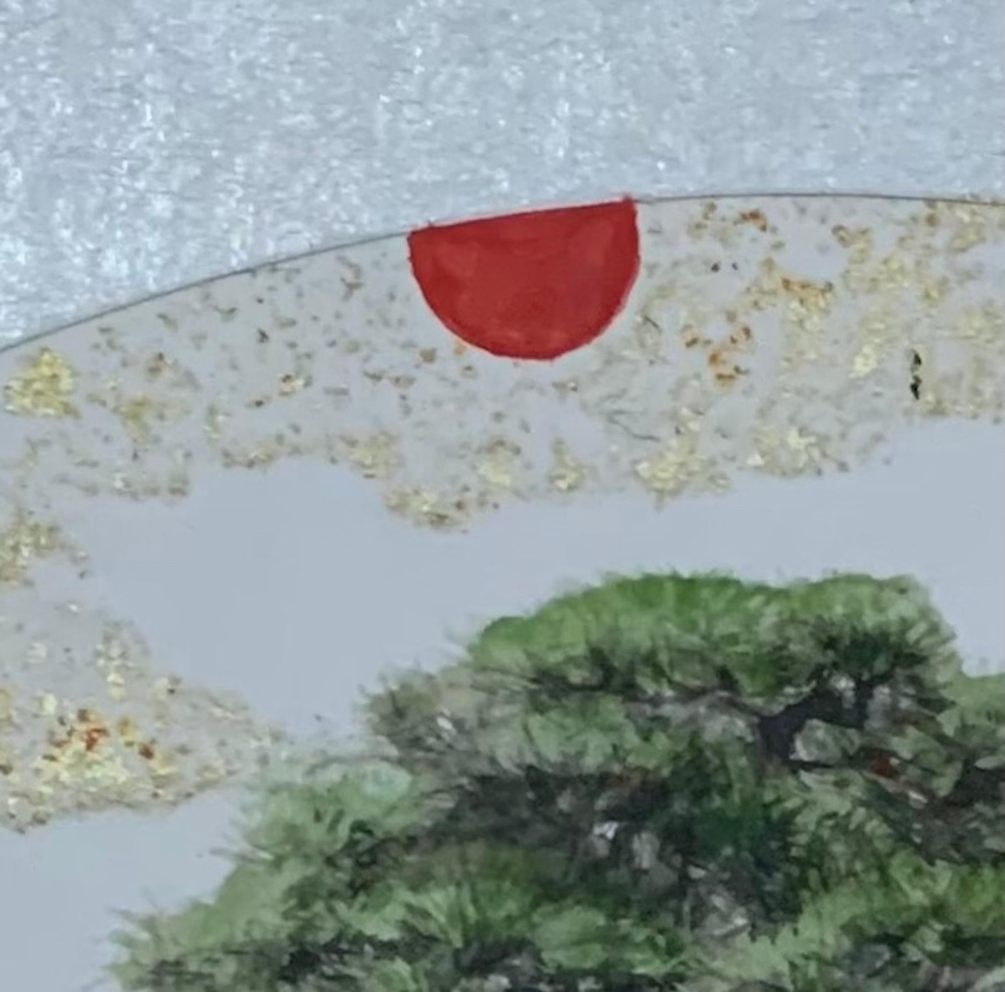 Good Weather by Lumi Mizutani - Peinture de style japonais, arbre, feuille d'or en vente 4