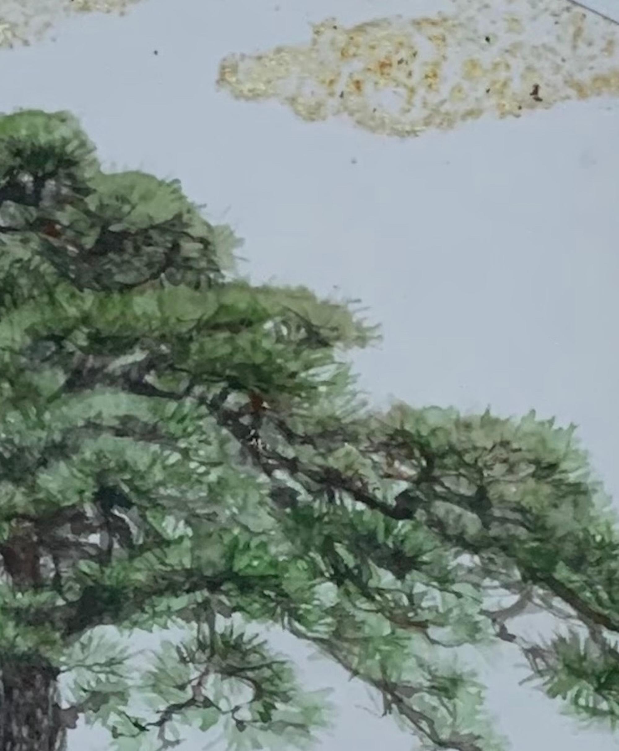 Good Weather by Lumi Mizutani - Peinture de style japonais, arbre, feuille d'or en vente 5