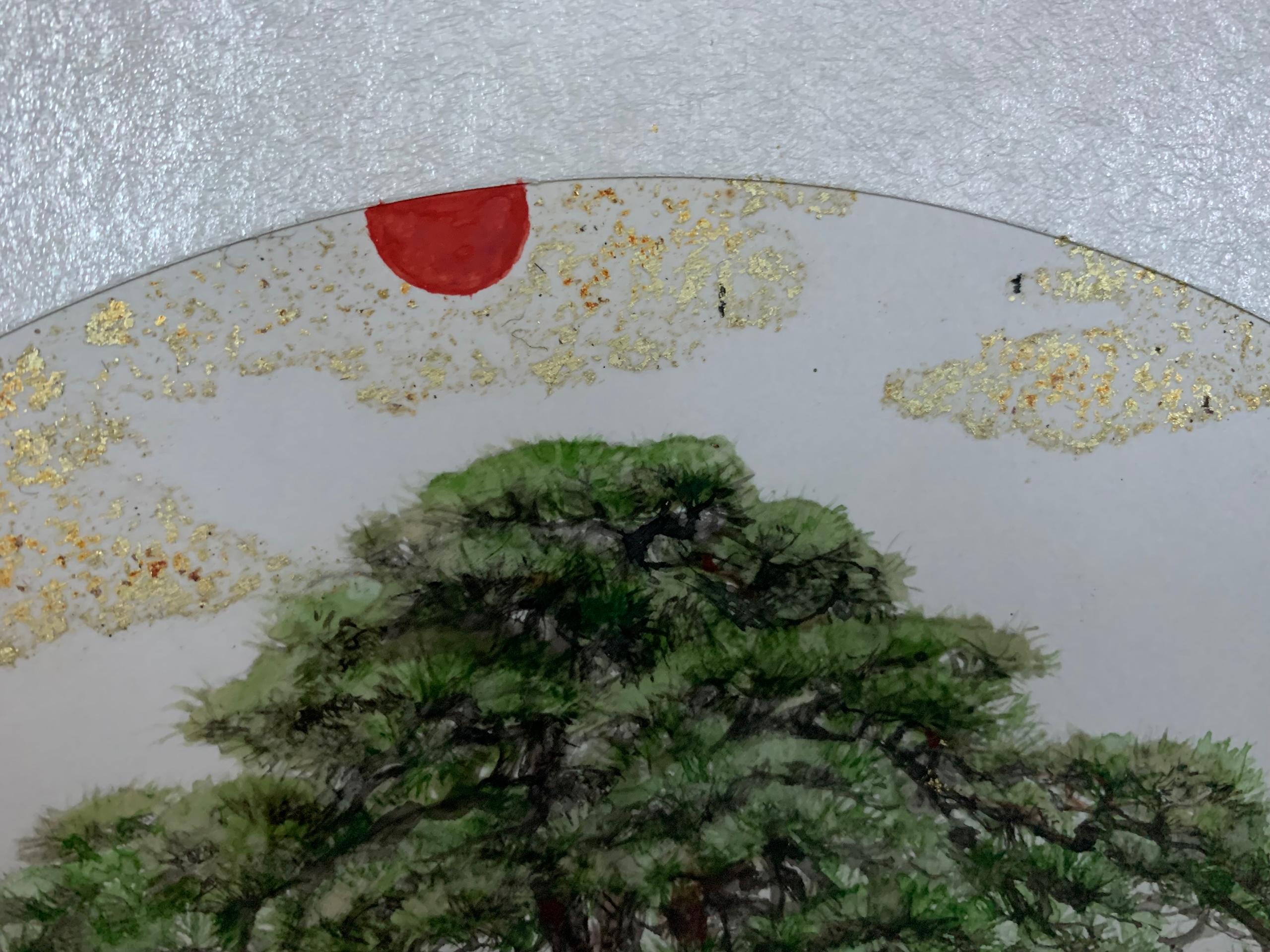 Good Weather by Lumi Mizutani - Peinture de style japonais, arbre, feuille d'or en vente 6