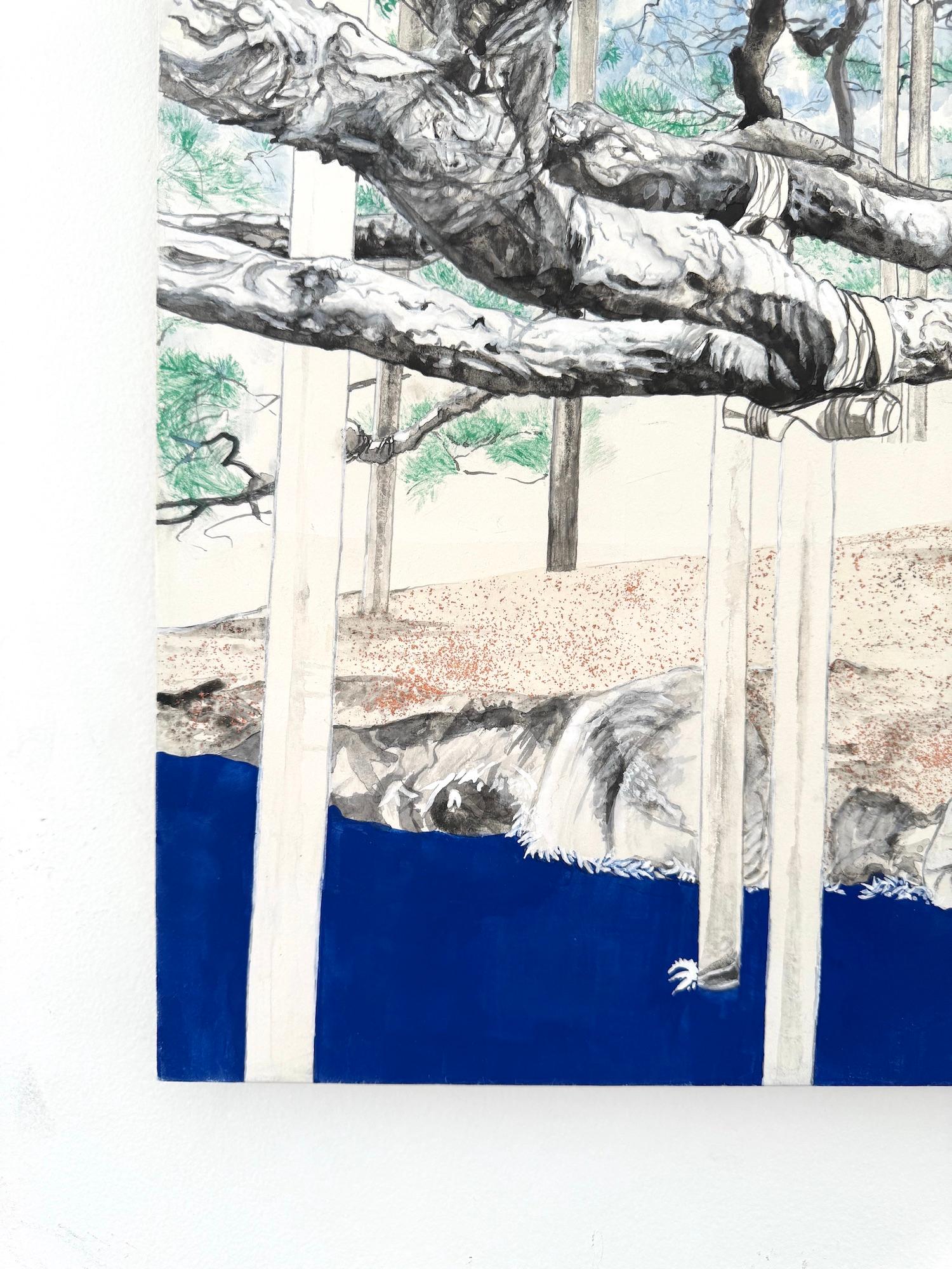 Paysage de Kanazawa - Greene & Greene par Lumi Mizutani - peinture japonaise, arbre, vert en vente 9