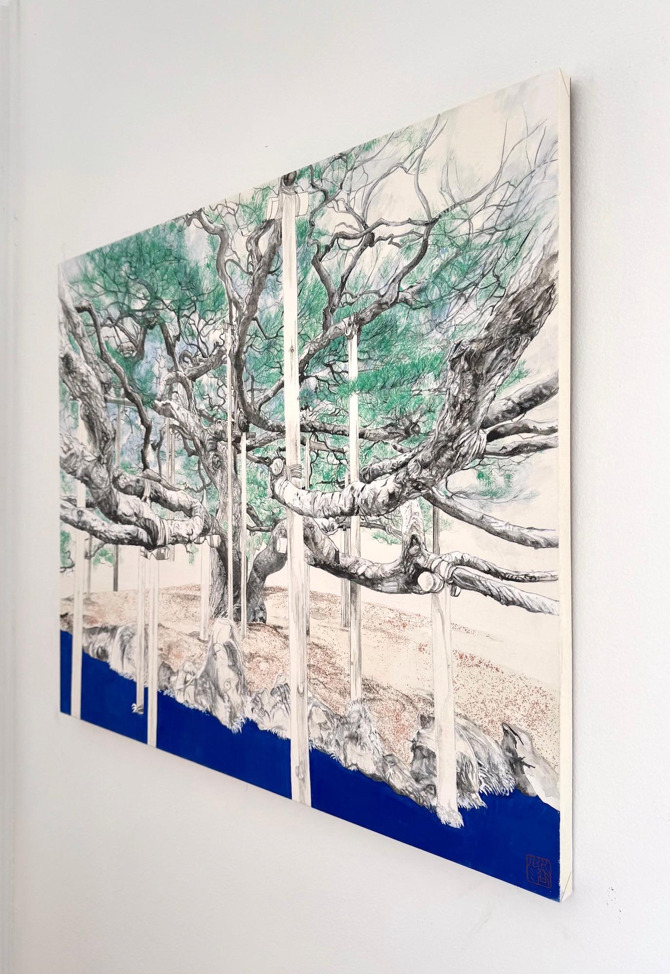 Paysage de Kanazawa - Greene & Greene par Lumi Mizutani - peinture japonaise, arbre, vert en vente 3