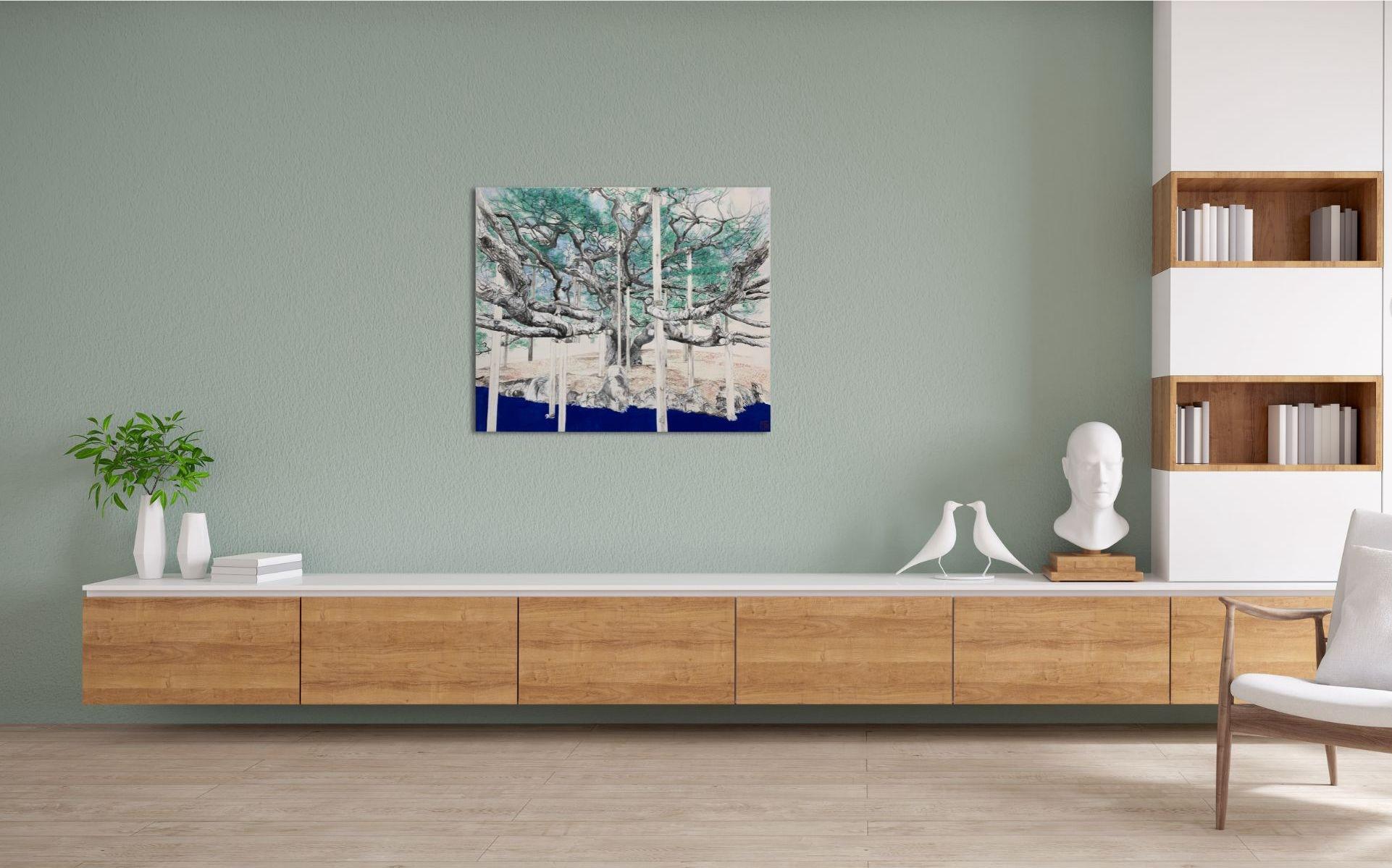 Paysage de Kanazawa - Greene & Greene par Lumi Mizutani - peinture japonaise, arbre, vert en vente 4