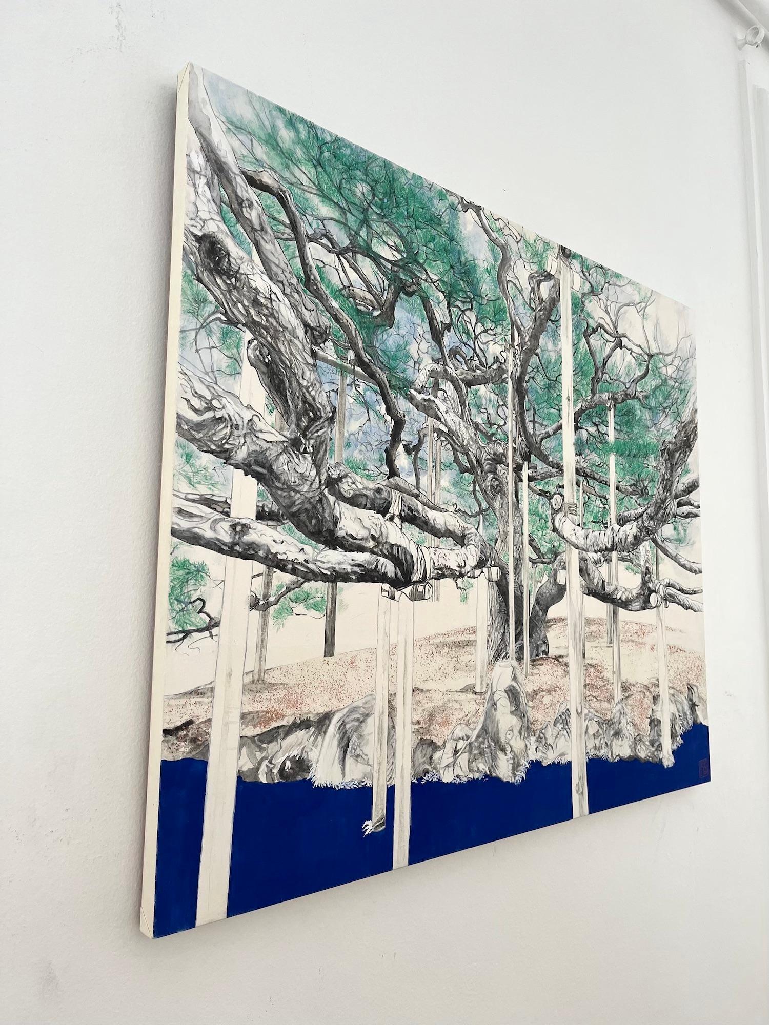 Paysage de Kanazawa - Greene & Greene par Lumi Mizutani - peinture japonaise, arbre, vert en vente 5