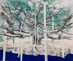Kanazawa Landscape – Kenrokuen by Lumi Mizutani - Japanese painting, tree, green