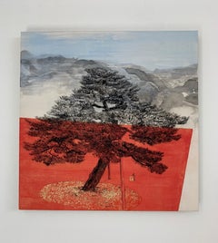 Kanazawa landscape – Pine on red lawn by Lumi Mizutani - Japanese landscape
