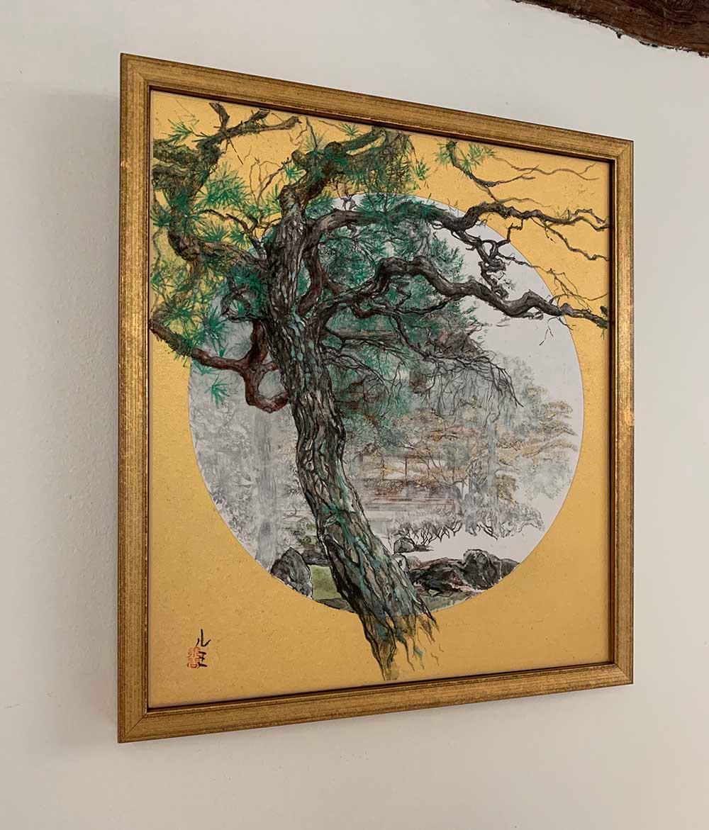 Kyoto VII Landschaft Silber Pavillon von Lumi Mizutani - Gemälde im japanischen Stil im Angebot 2