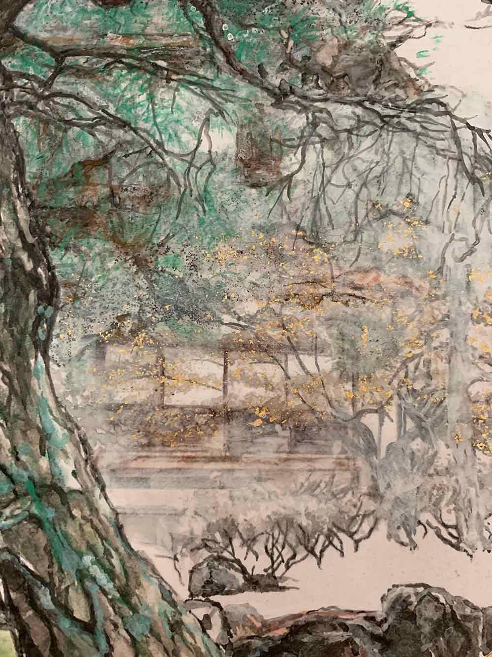 Kyoto VII Landschaft Silber Pavillon von Lumi Mizutani - Gemälde im japanischen Stil im Angebot 4
